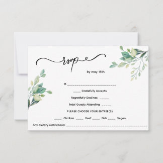 Minimalist floral wedding RSVP card