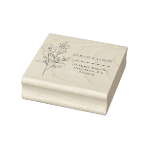 Minimalist Floral Wedding Rubber Stamp