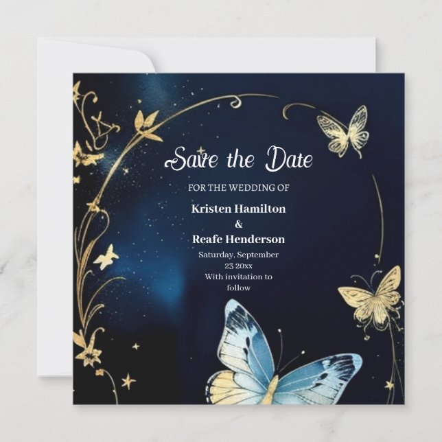 Minimalist Floral Wedding Save the Date Card (Front)