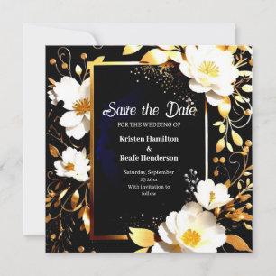Minimalist Floral Wedding Save the Date Card