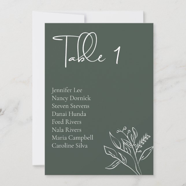 Minimalist Floral  Wedding Seating Chart  Card (Front)