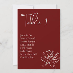 Minimalist Floral  Wedding Seating Chart  Card