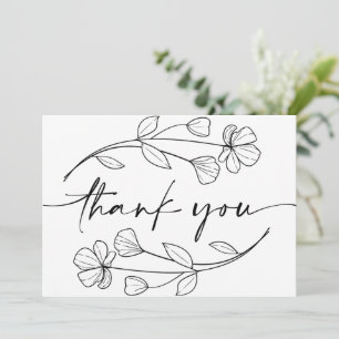 Minimalist Floral Whimsical Wedding Thank You Card