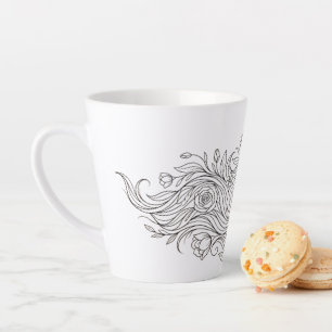 Minimalist Floral Woman Profile Art Mug