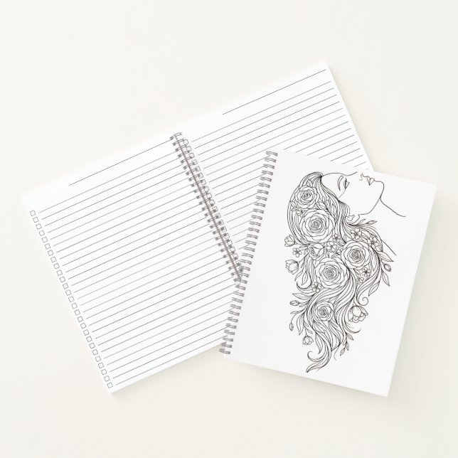 Minimalist Floral Woman Profile Notebook (Inside)