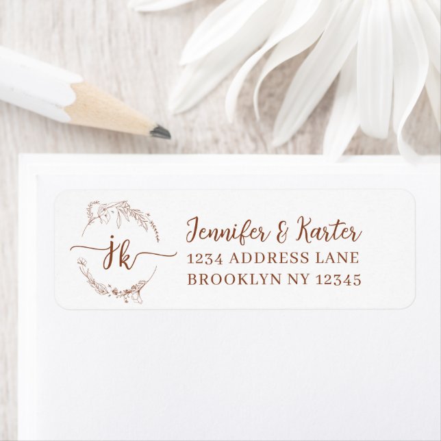 Minimalist Floral Wreath Terracotta Monogram (Insitu)