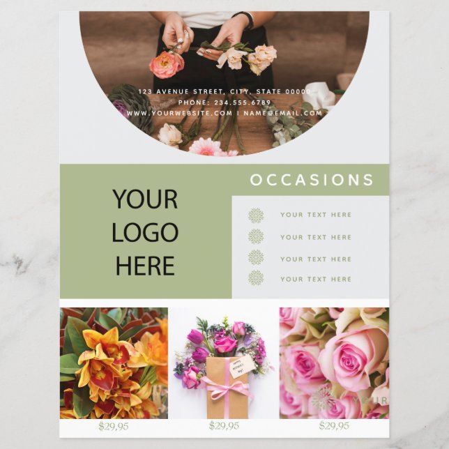 Minimalist Florist Business Photo Logo Flyer (Front)