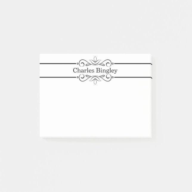 Minimalist Flourish Personalised Post-It Notes (Front)