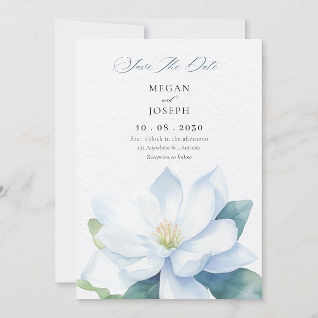 Minimalist flower bloom wedding save the date (Front)