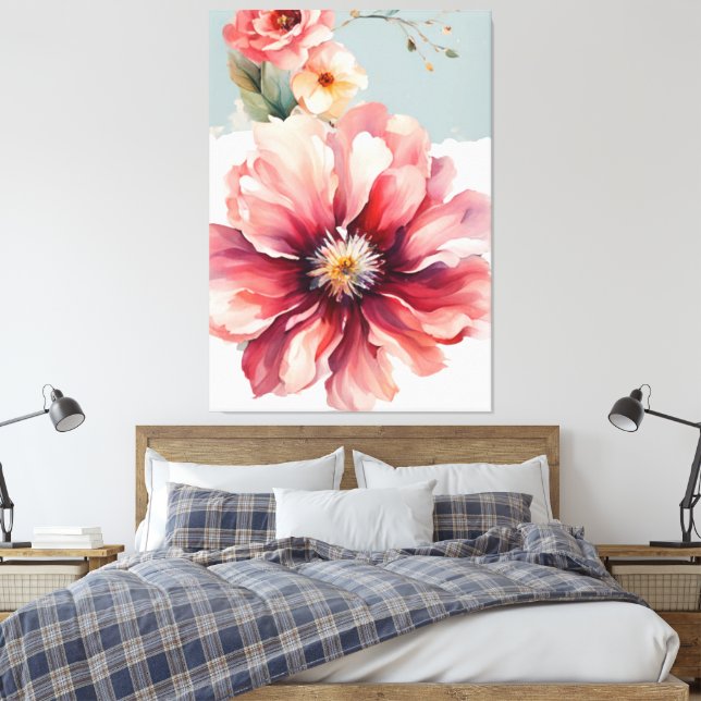 minimalist flower design canvas print (Insitu(Bedroom))