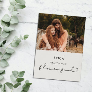 Minimalist Flower girl proposal photo card
