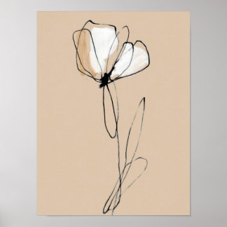 Minimalist Flower Line Art | Neutral Abstract Poster
