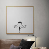 Minimalist Flower Line Drawing in Black and White