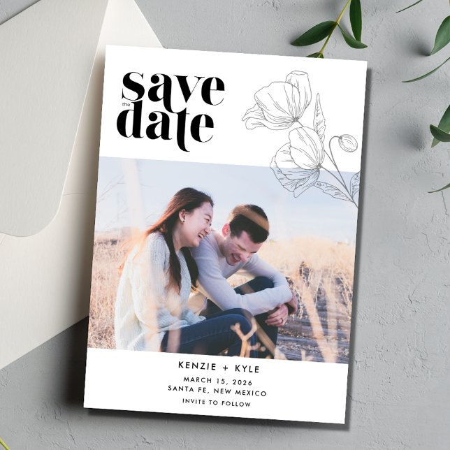 Minimalist Flower Photo Wedding Save the Date (Minimalist Flower Photo Wedding Save the Date)