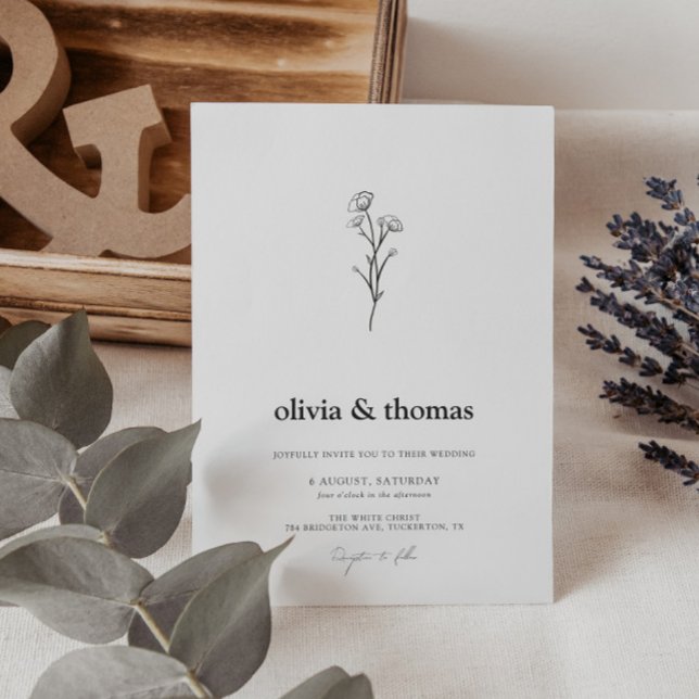 Minimalist Flower Simple Wedding Invitation (Creator Uploaded)