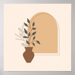 Minimalist Flower Vase & Arch with Boho Style  Poster