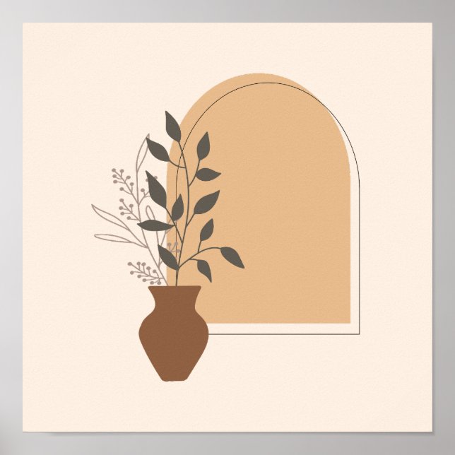 Minimalist Flower Vase & Arch with Boho Style  Poster (Front)