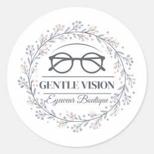 Minimalist Flowers Around Reading Glasses Design Classic Round Sticker