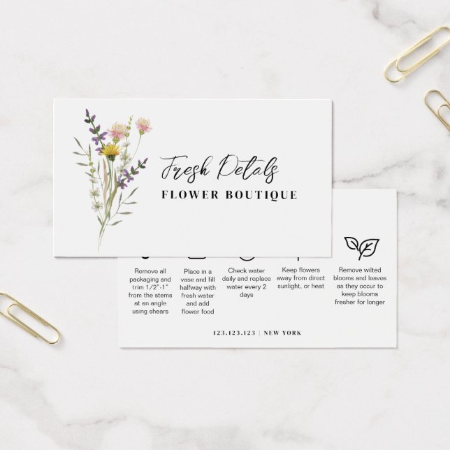 Minimalist Flowers Care Florist Card (Office)