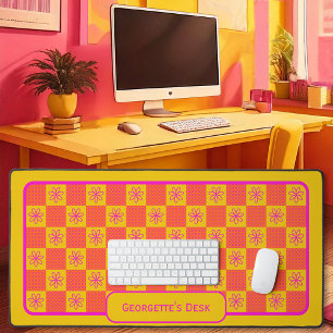 Minimalist Flowers - Checked in Popsicle Palette Desk Mat