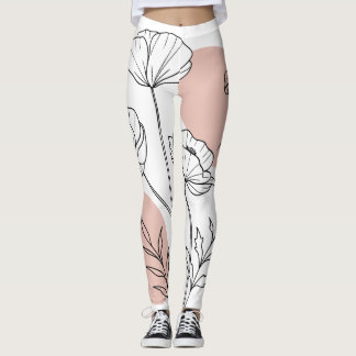 Minimalist Flowers - Line Art Flowers Leggings