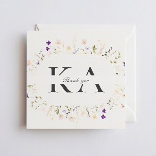 Minimalist Flowers Square Thank You Card