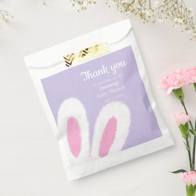 Minimalist fluffy bunny baby shower favour bags (Sealed)