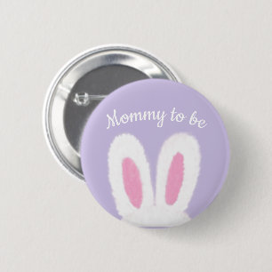 Minimalist fluffy bunny baby shower mummy to be 6 cm round badge