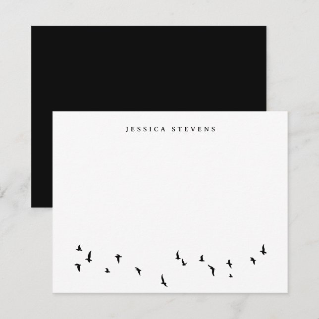 Minimalist Flying Birds Personalised Stationery Card (Front/Back)