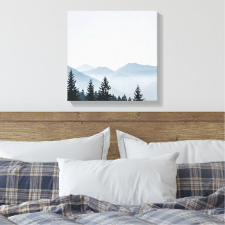 Minimalist Foggy Mountain Forest Canvas Print