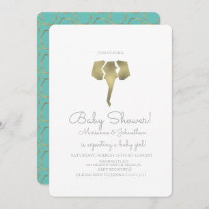 Minimalist Foil Boho Elephant Baby Shower Invitation