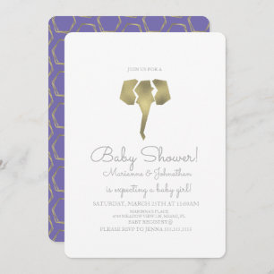 Minimalist Foil Boho Elephant Baby Shower Invitation