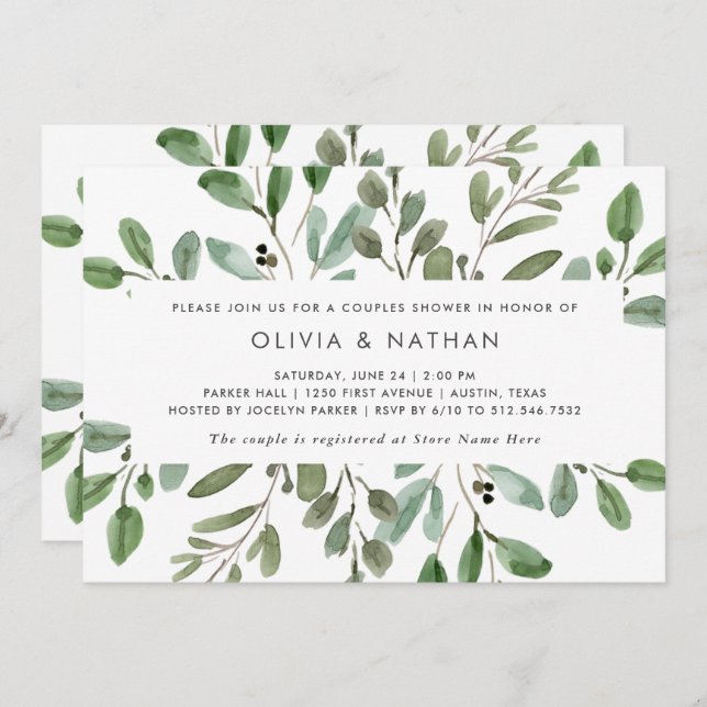 Minimalist Foliage | Couples Shower Invitation (Front/Back)
