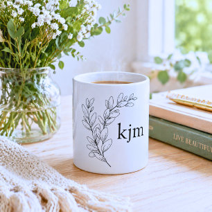 Minimalist Foliage Monogram Coffee Mug