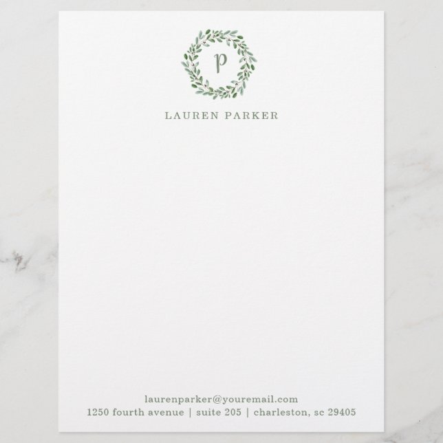 Minimalist Foliage | Monogram Custom Letterhead (Front)