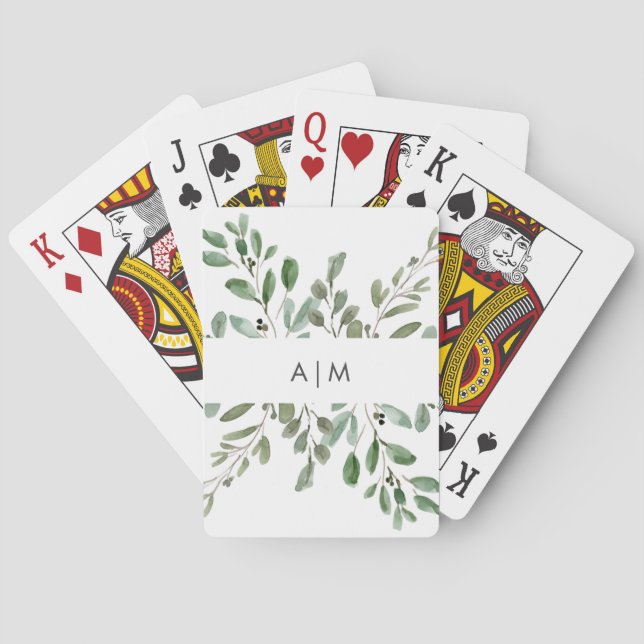 Minimalist Foliage | Monogram Playing Cards (Back)
