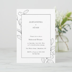 Minimalist Foliage Rehearsal Dinner Invitation 