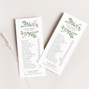 Minimalist Foliage Salon Price List Rack Card