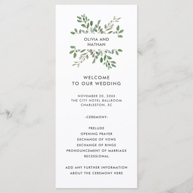 Minimalist Foliage | Wedding Programme (Front)