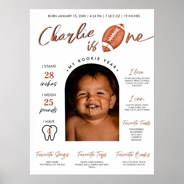 Minimalist Football Rookie of the Year First Year  Poster (Front)