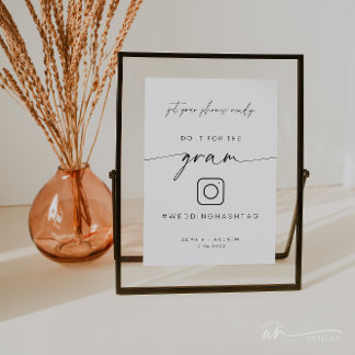 Minimalist For The Gram Sign | Wedding Hashtag