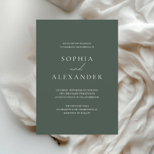 Minimalist Forest Green Wedding  Invitation