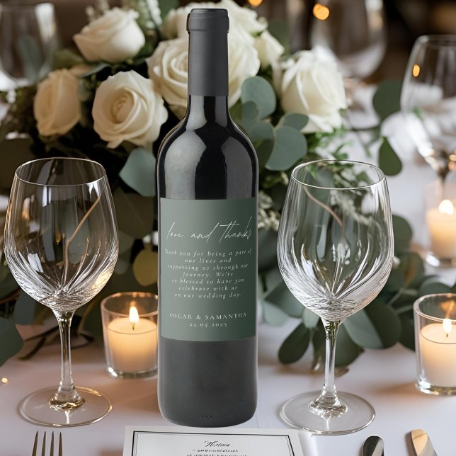 Minimalist Forest Green Wedding Wine Label (Creator Uploaded)