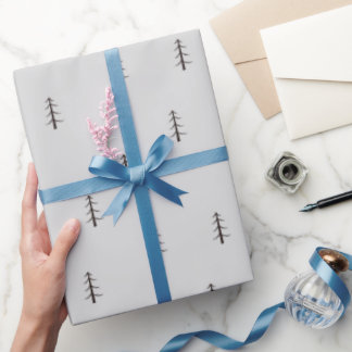 Minimalist Forest on Light Grey Wrapping Paper