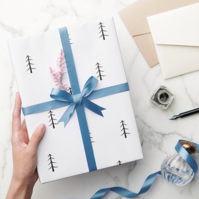 Minimalist Forest on White Wrapping Paper (Gifting)