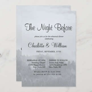 Minimalist Forest Rustic Woodland Rehearsal Dinner Invitation
