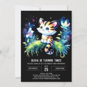 Minimalist Forest Tiger Birthday Invitation