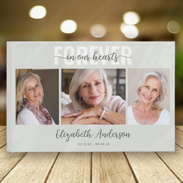Minimalist Forever in Our Hearts Photo Funeral  Guest Book (Creator Uploaded)