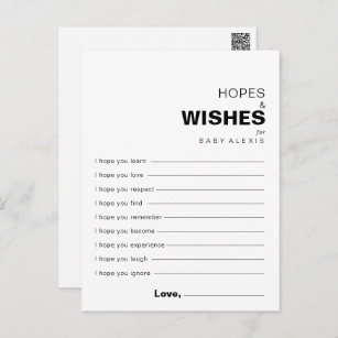 Minimalist Formal Baby Shower Hopes & Wishes Card