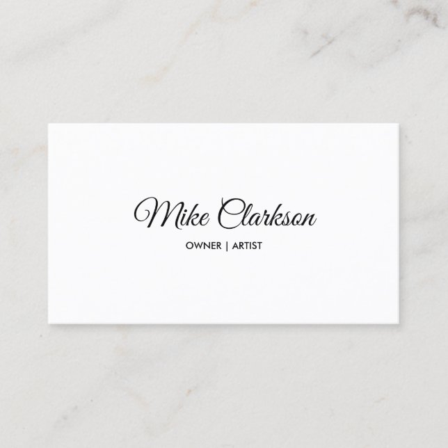 Minimalist Formal Black & White Calligraphy Script Business Card (Front)